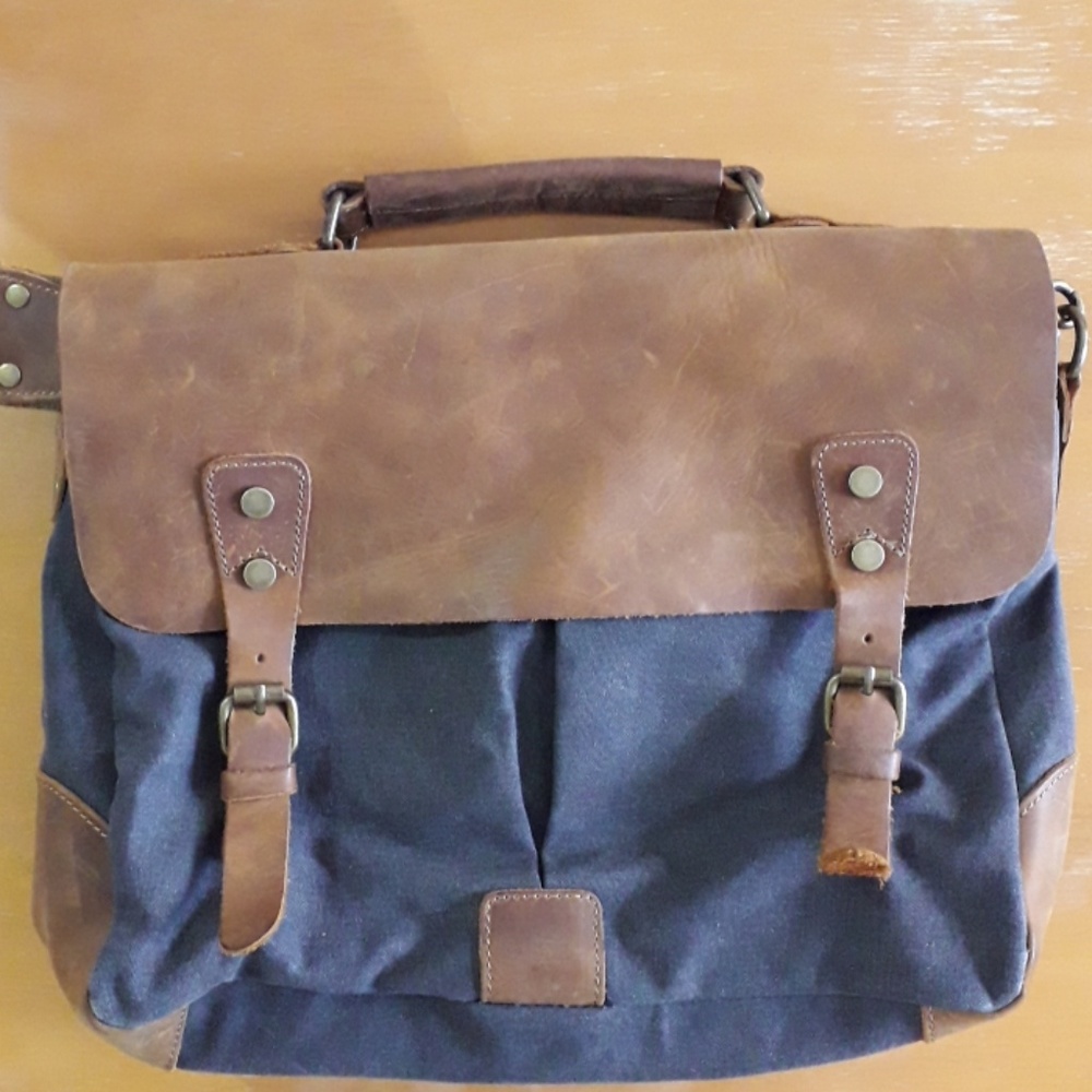 Canvas leather satchel